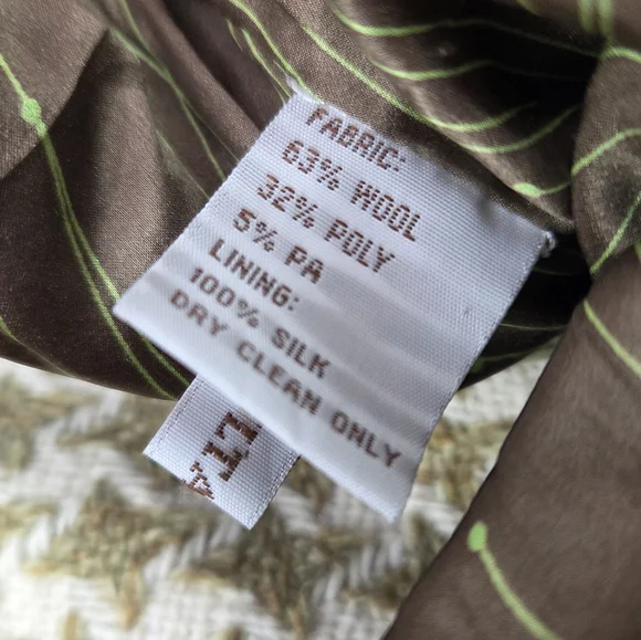 WALTER Green Cream Houndstooth Wool Blend Tweed Cropped Jacket Size 4 - Picture 10 of 12